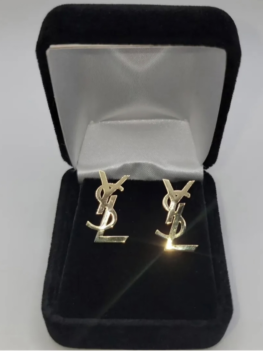 Yves Saint Laurent Gold Logo Stud Earrings - Women Jewelry